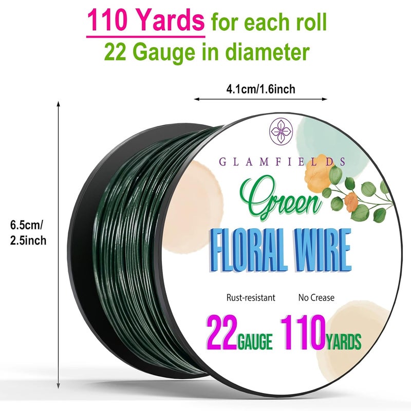 GLAMFIELDS 22 Gauge Floral Wire, 110 Yards Christmas Wire Wreath Wire Green Flexible Paddle Florist Wire for Flower, Crafts, Christmas Wreaths Tree, Wreath Frame, Garland, and Floral Arrangements - Image 2